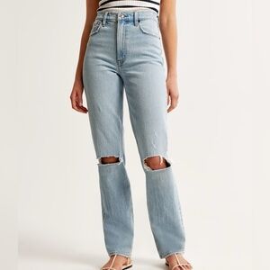 Abercrombie and fitch 90s straight ultra high rise ripped jeans